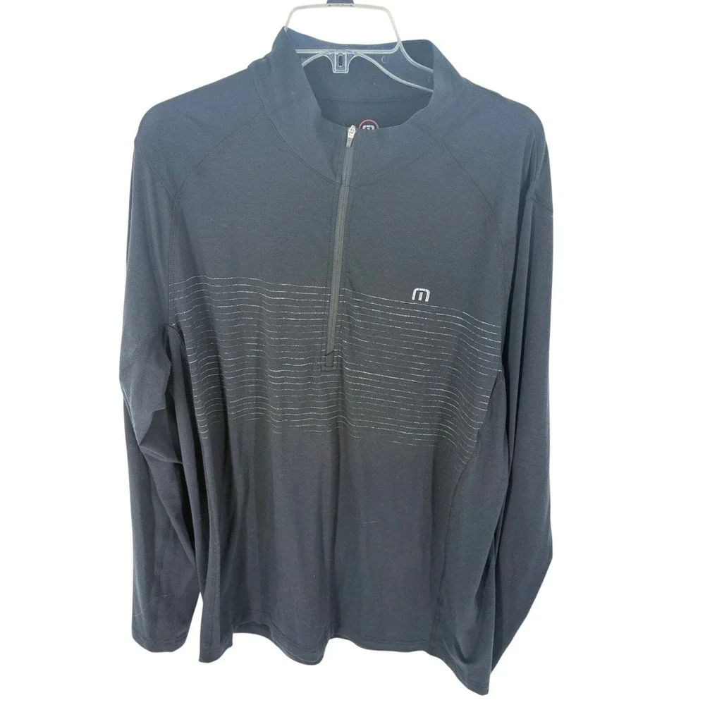 Travis Mathew Mens Golf Quarter Zip Pullover Long Sleeve Black XL Fall Classic